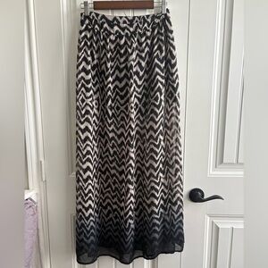 Black and Cream Chevron Maxi Skirt